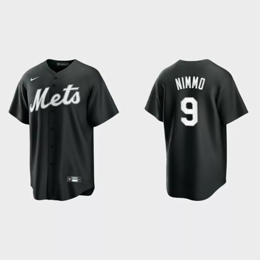New York Mets Brandon Nimmo 2021 All Black Fashion Replica Jersey – Black White