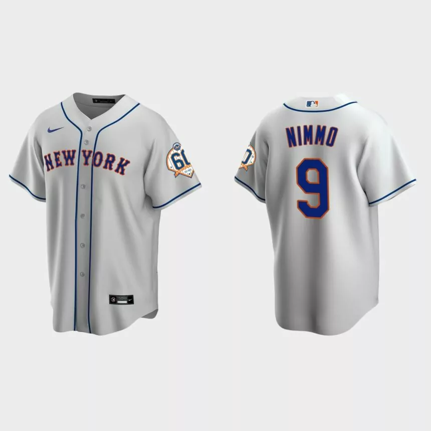 New York Mets Brandon Nimmo 60th Anniversary Replica Jersey – Gray