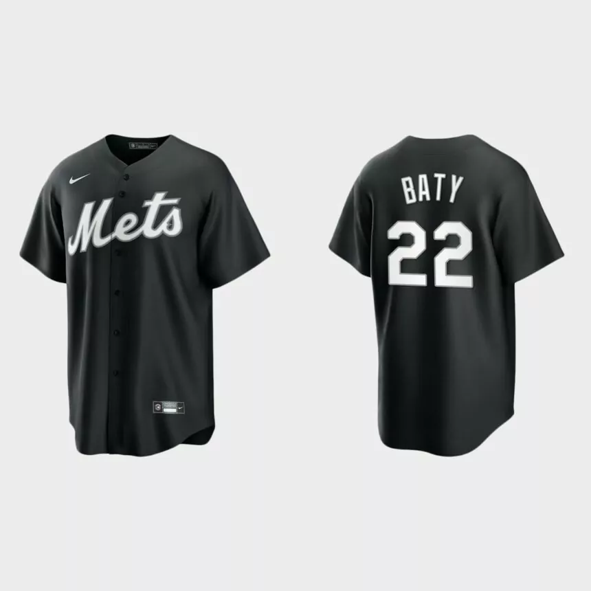 New York Mets Brett Baty Replica Official Jersey – Black White