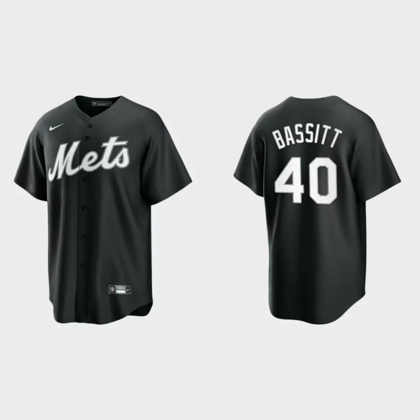 New York Mets Chris Bassitt Replica Official Jersey – Black White