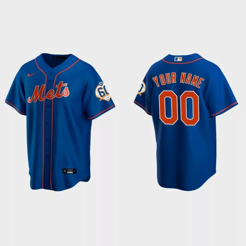 New York Mets Custom 60th Anniversary Alternate Jersey – Royal