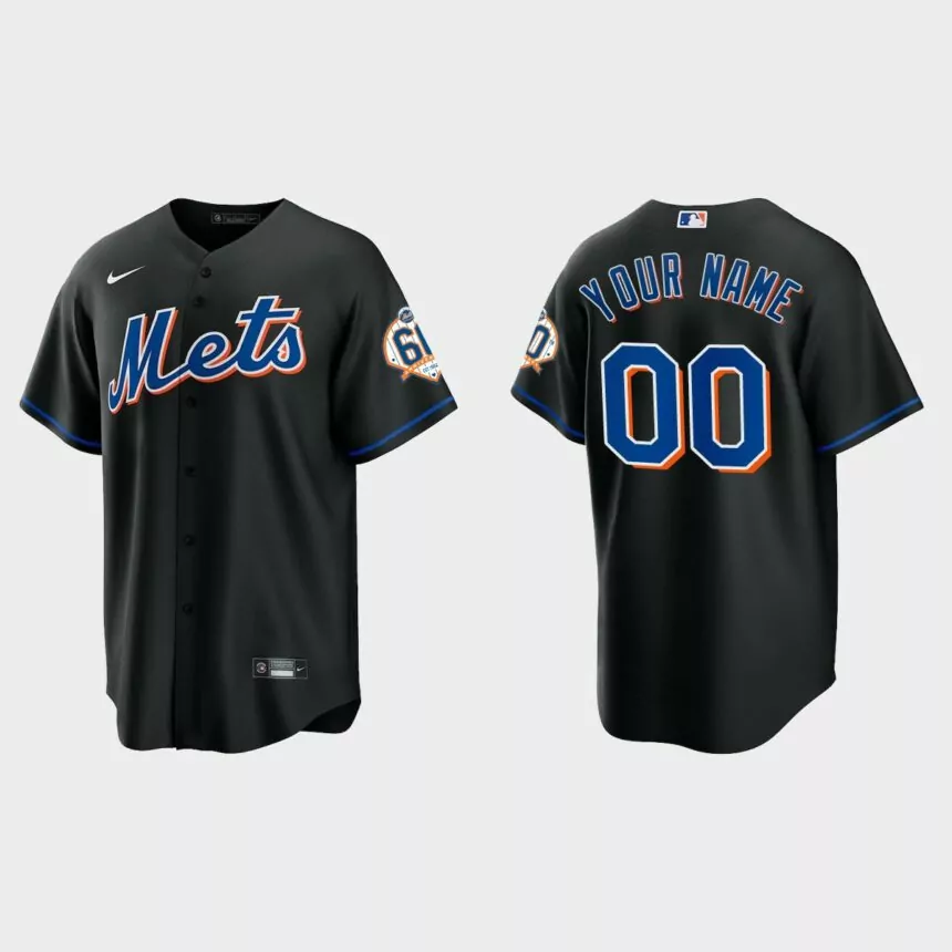 New York Mets Custom 60th Anniversary Replica Jersey – Black