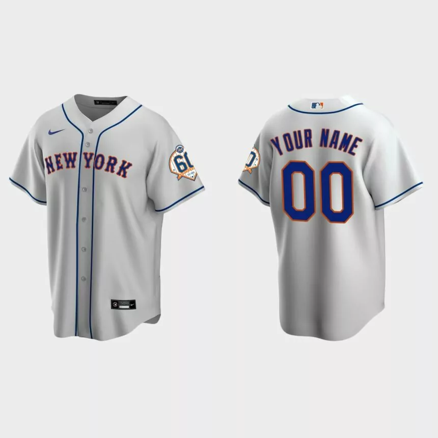 New York Mets Custom 60th Anniversary Replica Jersey – Gray