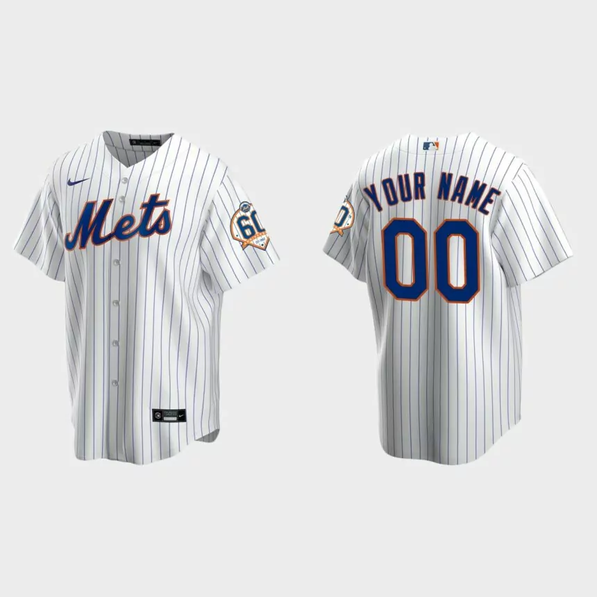 New York Mets Custom 60th Anniversary Replica Jersey – White