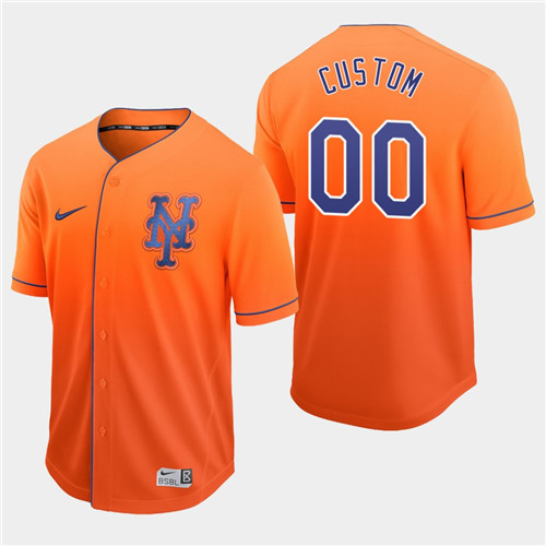 New York Mets Custom Orange Fade Authentic Jersey