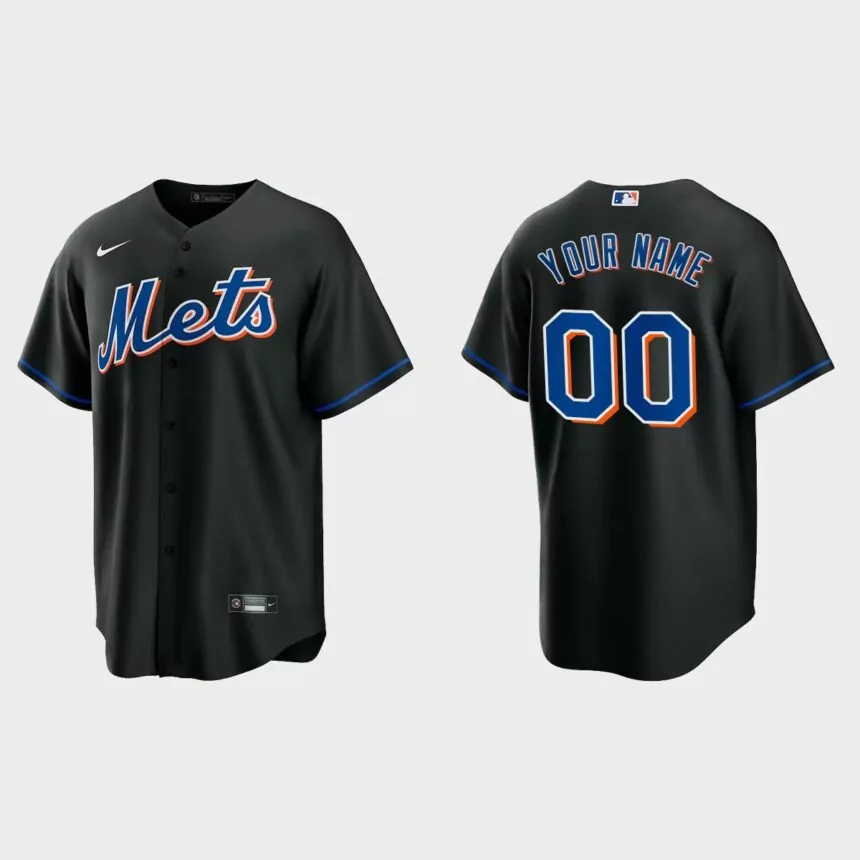New York Mets Custom Replica Alternate Jersey – Black