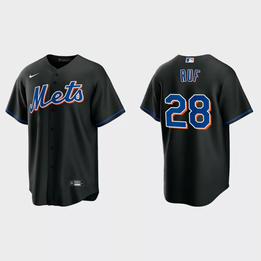 New York Mets Darin Ruf Replica Alternate Jersey – Black