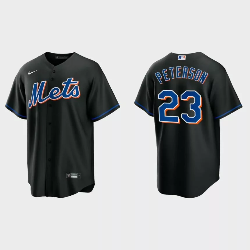 New York Mets David Peterson Replica Alternate Jersey – Black