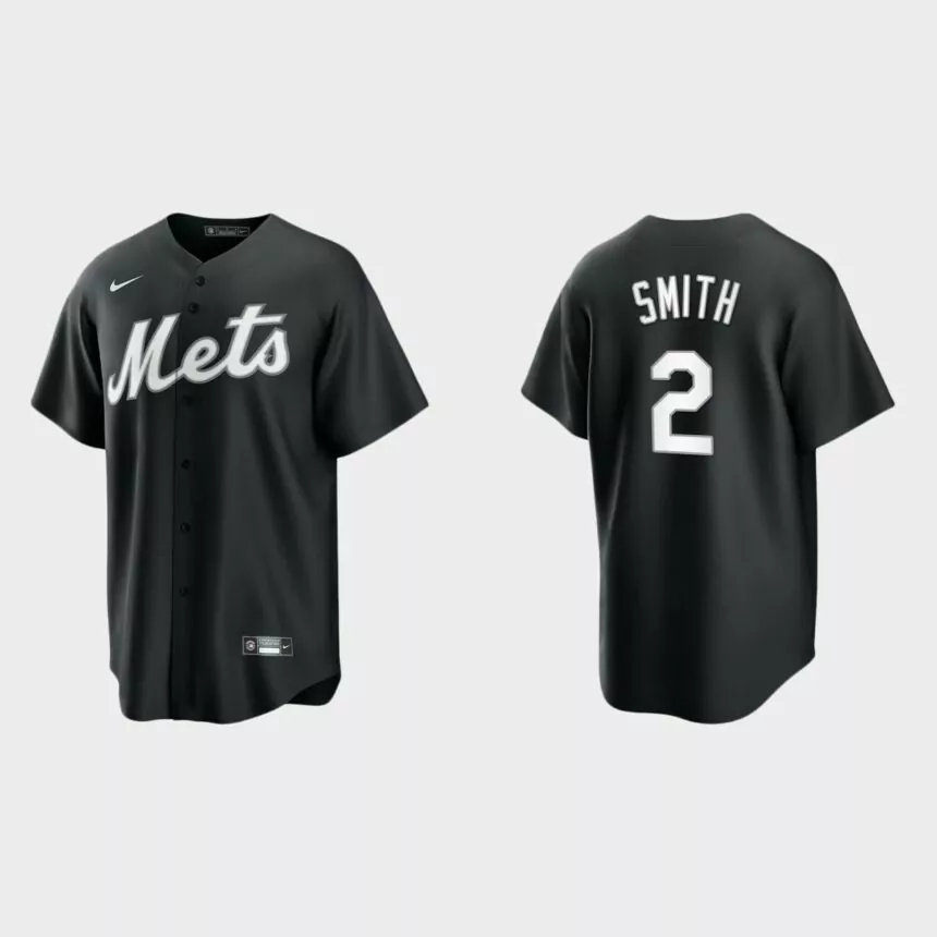 New York Mets Dominic Smith 2021 All Black Fashion Replica Jersey – Black White