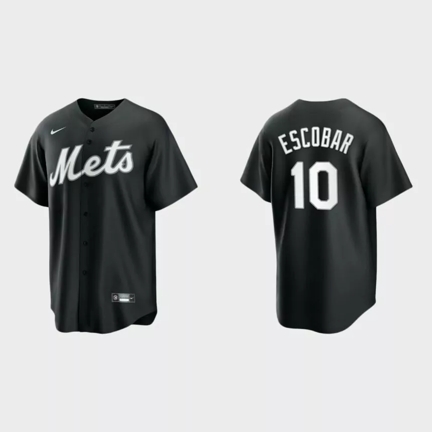 New York Mets Eduardo Escobar Replica Official Jersey – Black White