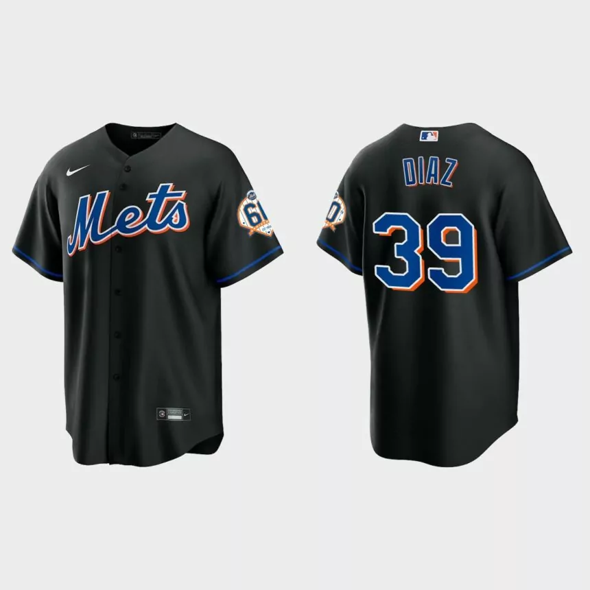 New York Mets Edwin Diaz 60th Anniversary Replica Jersey – Black