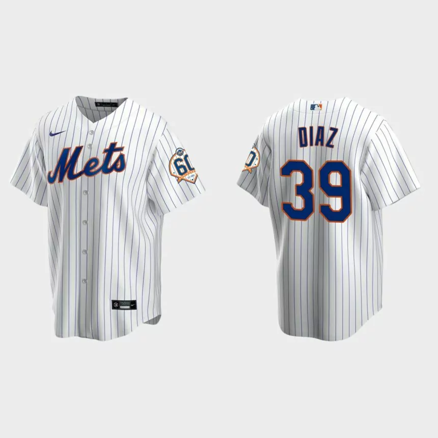 New York Mets Edwin Diaz 60th Anniversary Replica Jersey – White