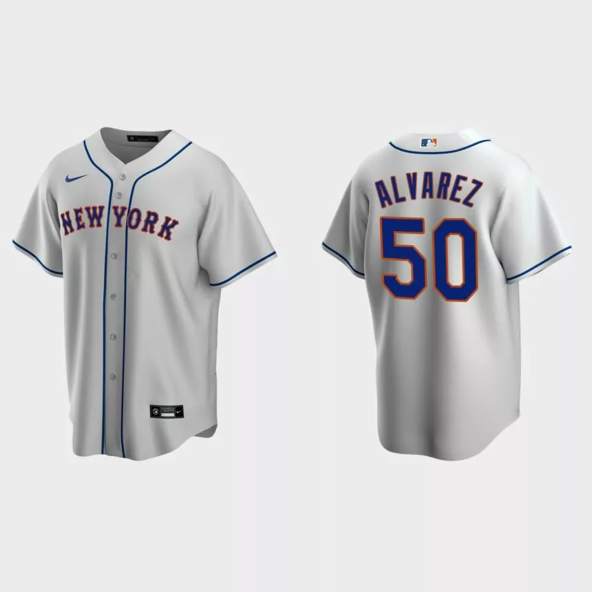 New York Mets Francisco Alvarez Replica Road Jersey – Gray