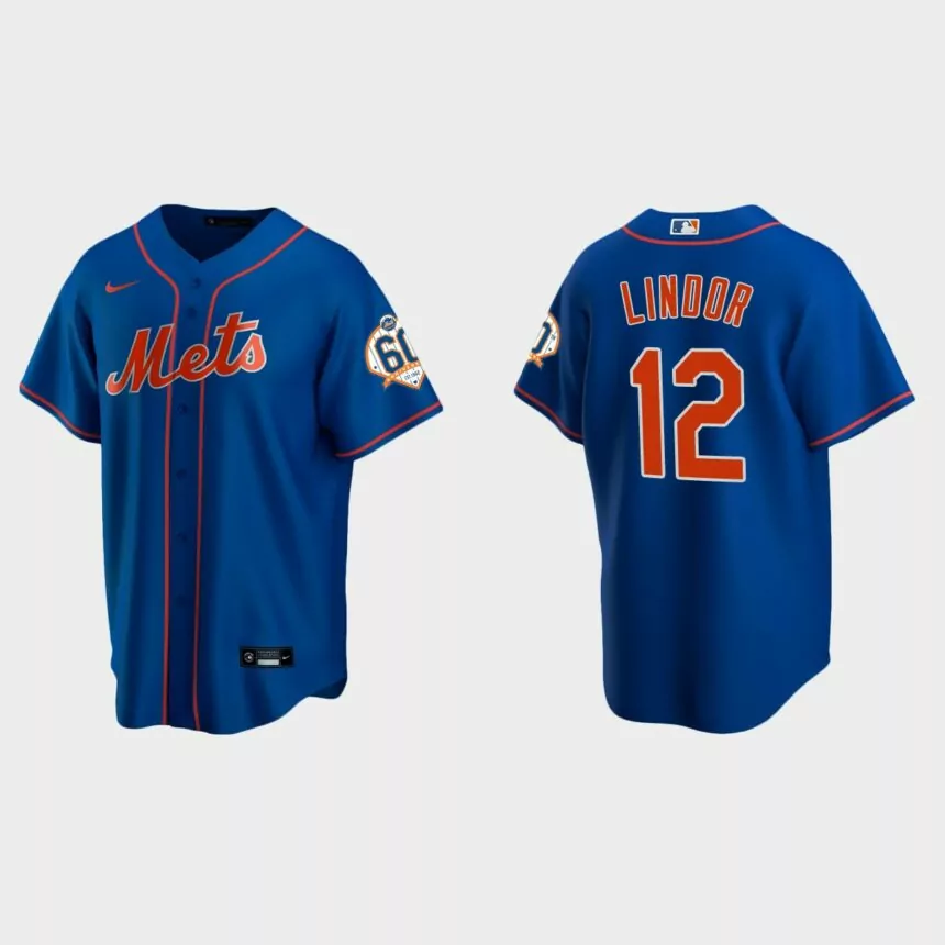 New York Mets Francisco Lindor 60th Anniversary Alternate Jersey – Royal