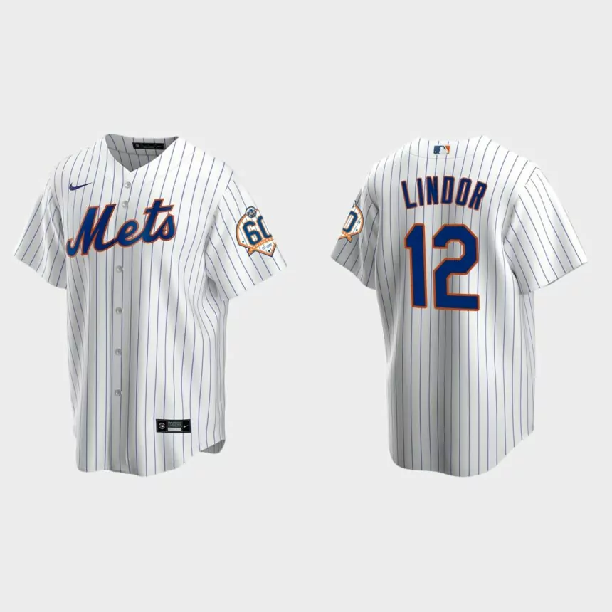 New York Mets Francisco Lindor 60th Anniversary Replica Jersey – White