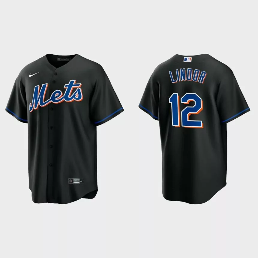 New York Mets Francisco Lindor Replica Alternate Jersey – Black
