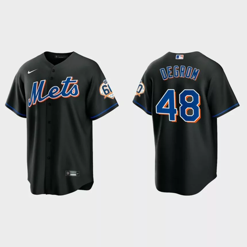 New York Mets Jacob deGrom 60th Anniversary Replica Jersey – Black
