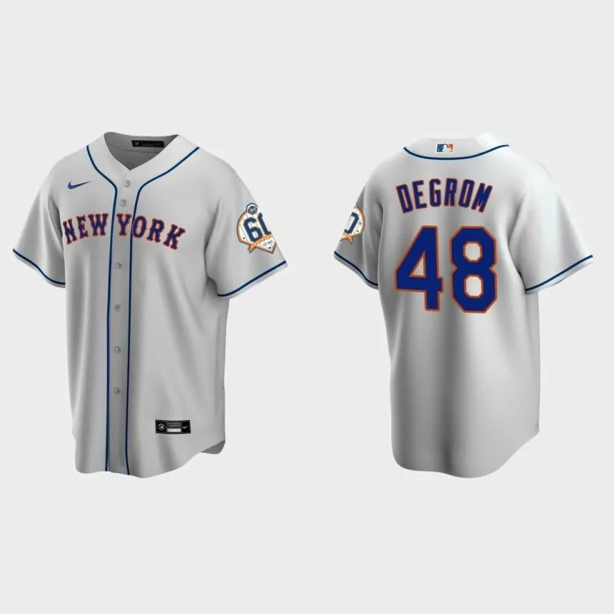 New York Mets Jacob deGrom 60th Anniversary Replica Jersey – Gray