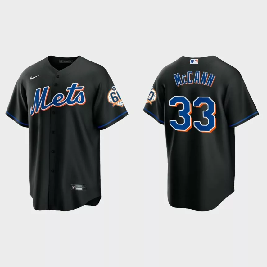 New York Mets James McCann 60th Anniversary Replica Jersey – Black