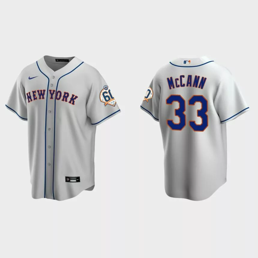 New York Mets James McCann 60th Anniversary Replica Jersey – Gray