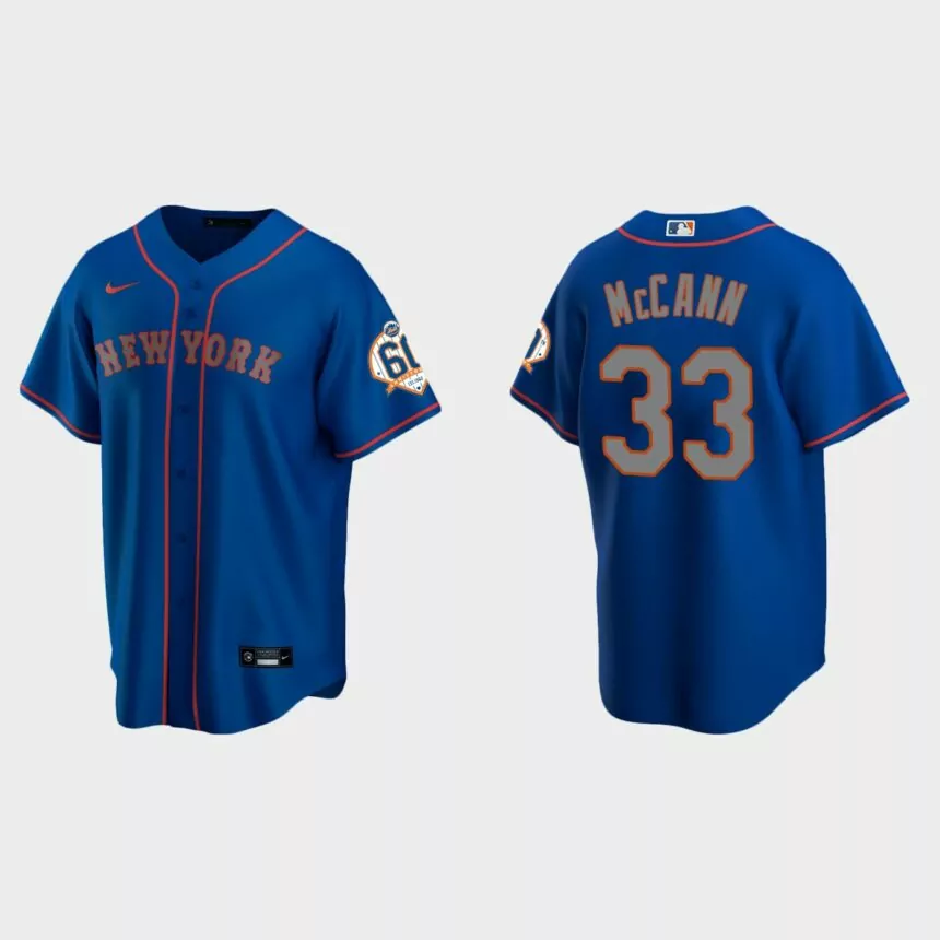 New York Mets James McCann 60th Anniversary Replica Jersey – Royal