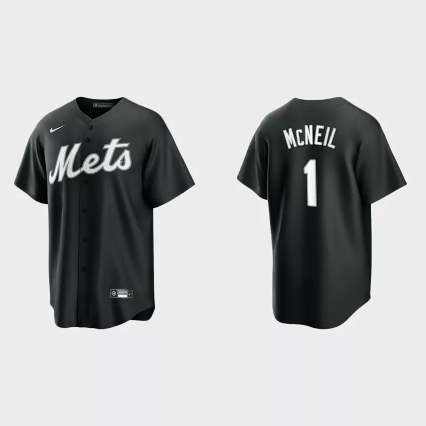 New York Mets Jeff McNeil Replica Official Jersey – Black White
