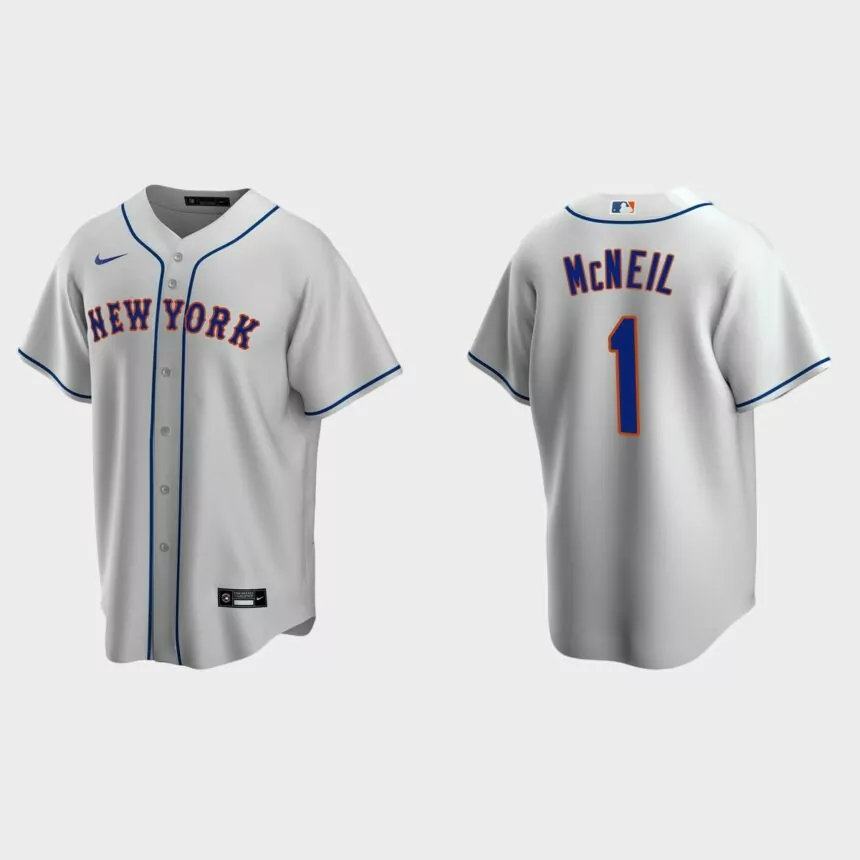 New York Mets Jeff McNeil Replica Road Jersey – Gray