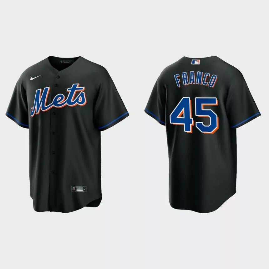 New York Mets John Franco Replica Alternate Jersey – Black