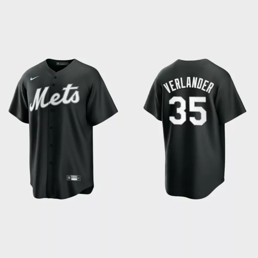 New York Mets Justin Verlander Replica Official Jersey – Black White