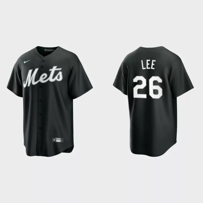 New York Mets Khalil Lee 2021 All Black Fashion Replica Jersey – Black White