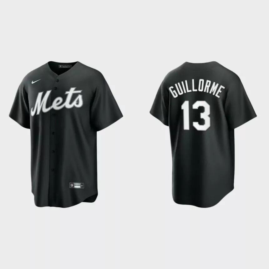 New York Mets Luis Guillorme 2021 All Black Fashion Replica Jersey – Black White