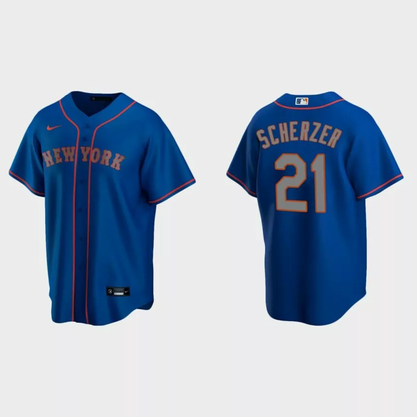New York Mets Max Scherzer Replica Alternate Jersey – Royal