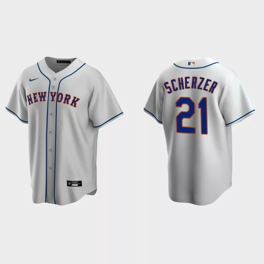 New York Mets Max Scherzer Replica Road Jersey – Gray