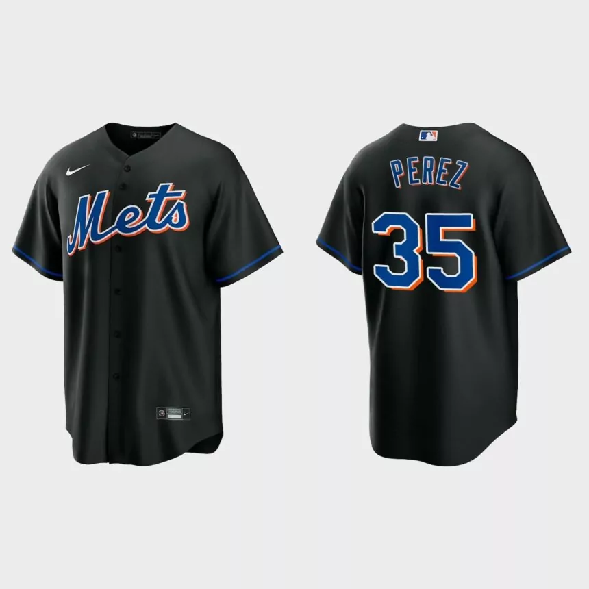 New York Mets Michael Perez Replica Alternate Jersey – Black