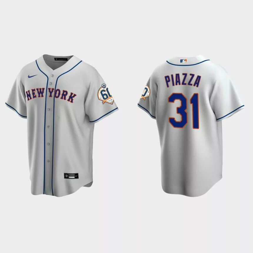 New York Mets Mike Piazza 60th Anniversary Replica Jersey – Gray