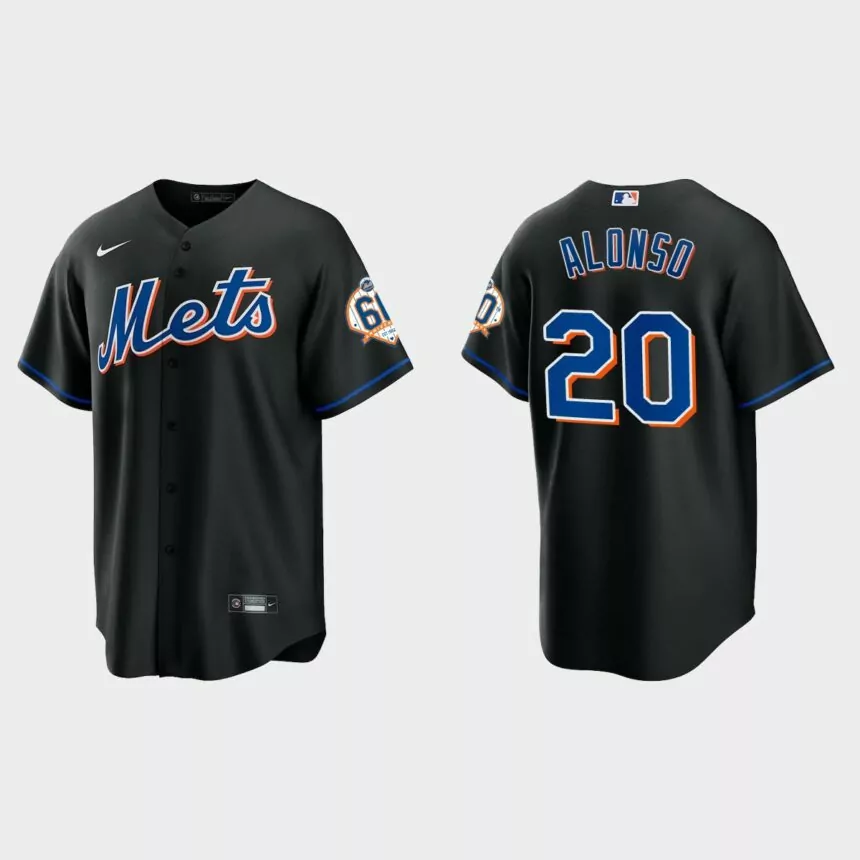New York Mets Pete Alonso 60th Anniversary Replica Jersey – Black