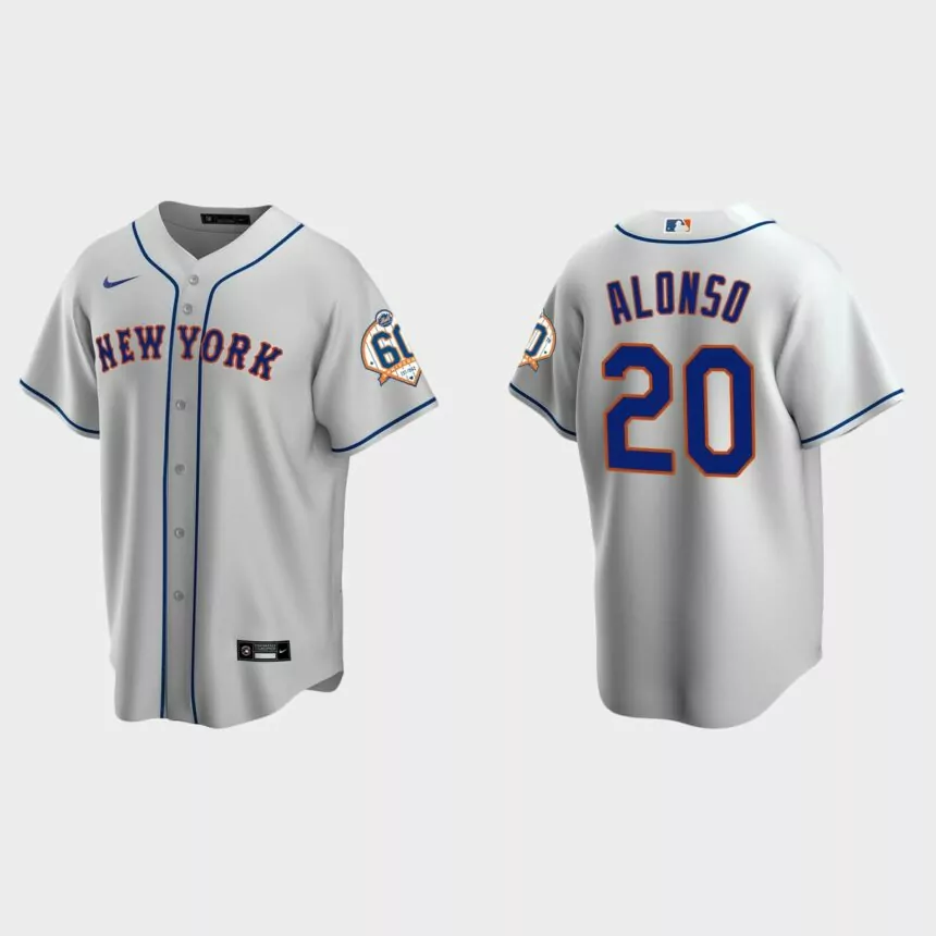 New York Mets Pete Alonso 60th Anniversary Replica Jersey – Gray