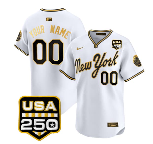 New York Mets Road Alternate & 250America Patch Vapor Limited  Custom Jersey  -  All Stitched