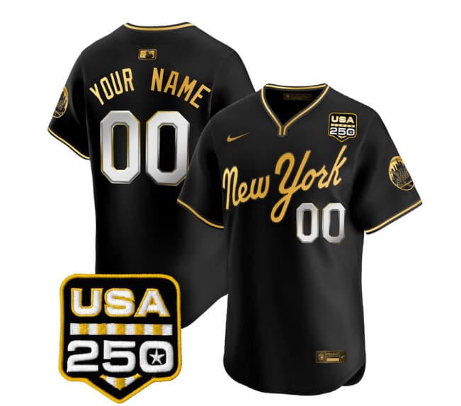 New York Mets Road Alternate & 250America Patch Vapor Limited  Custom Jersey -  All Stitched