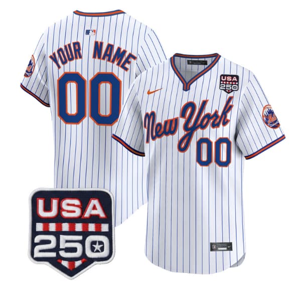 New York Mets Road Alternate & 250America Patch Vapor Limited Custom Jersey -   All Stitched