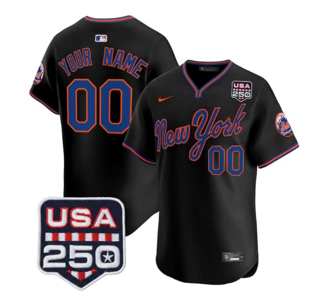 New York Mets Road Alternate & 250America Patch Vapor Limited Custom Jersey  -  All Stitched