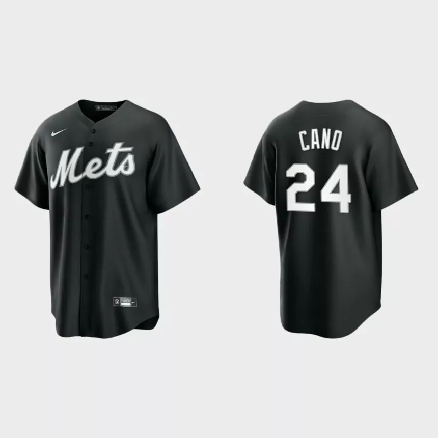 New York Mets Robinson Cano 2021 All Black Fashion Replica Jersey – Black White