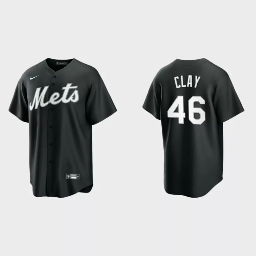 New York Mets Sam Clay Replica Official Jersey – Black White