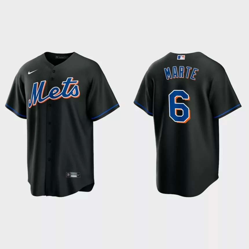New York Mets Starling Marte Replica Alternate Jersey – Black