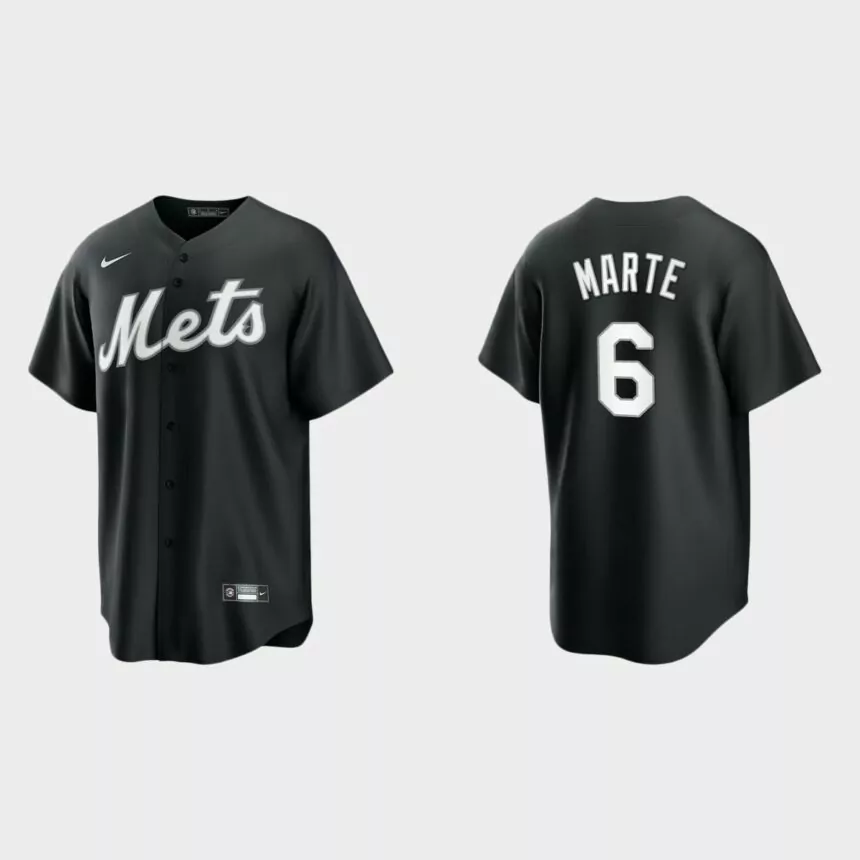 New York Mets Starling Marte Replica Official Jersey – Black White