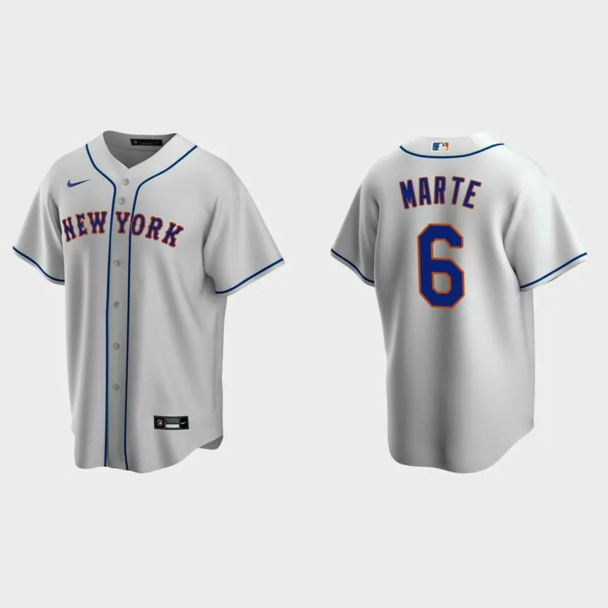 New York Mets Starling Marte Replica Road Jersey – Gray