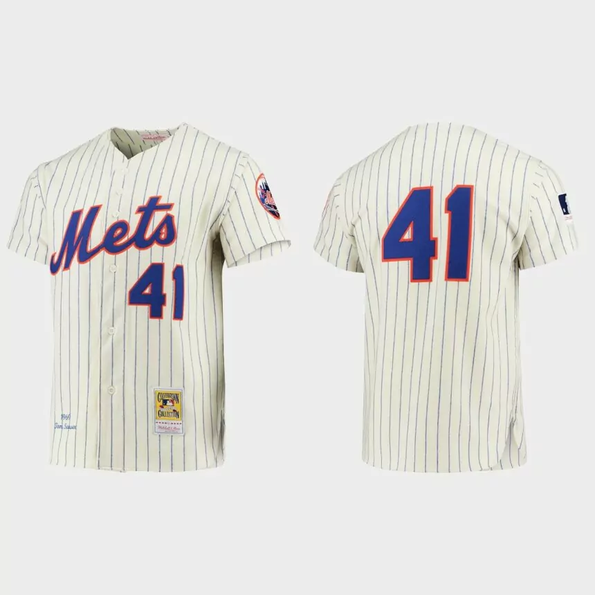 New York Mets Tom Seaver Cooperstown Collection Authentic hall of fame Jersey – Cream