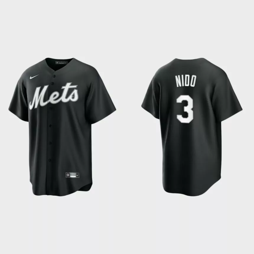 New York Mets Tomas Nido 2021 All Black Fashion Replica Jersey – Black White
