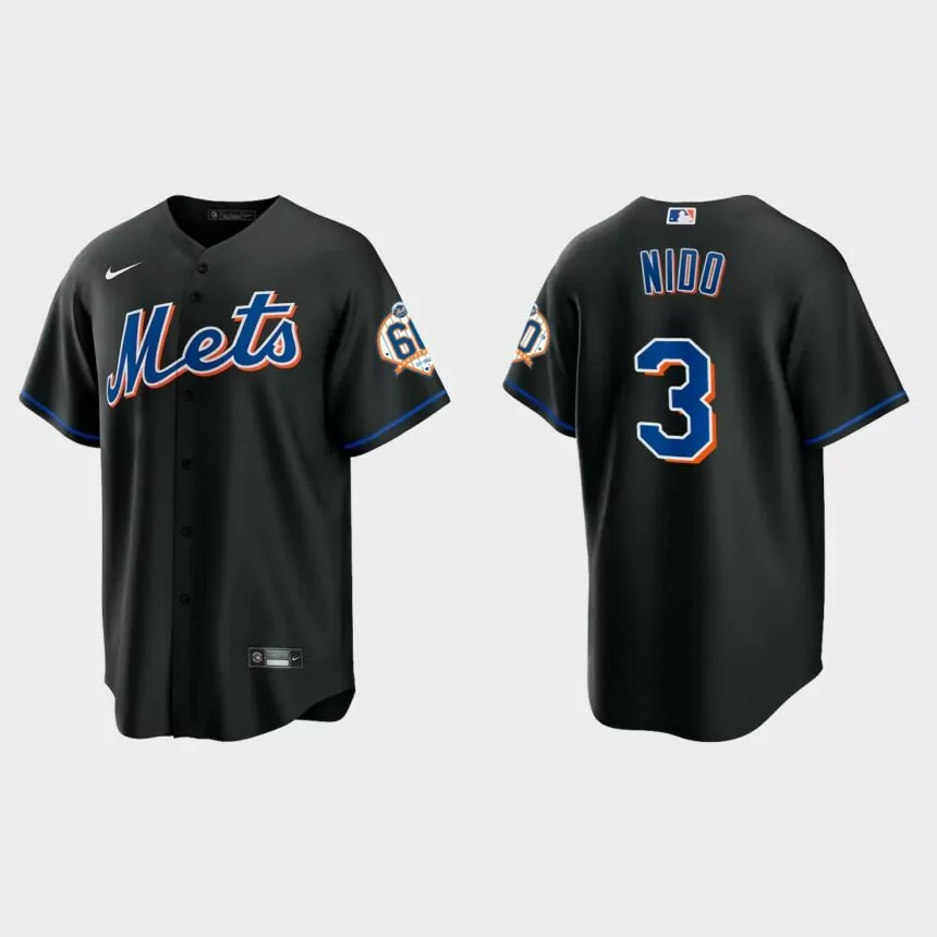 New York Mets Tomas Nido 60th Anniversary Replica Jersey – Black