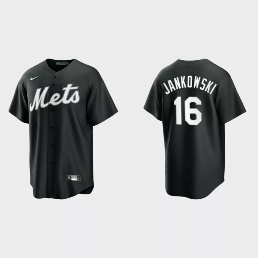 New York Mets Travis Jankowski Replica Official Jersey – Black White